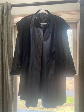 Espace Black Leather Trench Coat